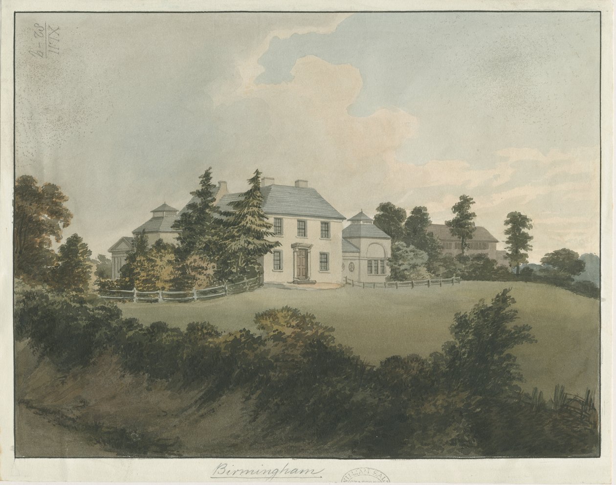 Soho - Casa de Francis Eginton: pintura aquarelada, nd [c 1798] (pintura) de Francis Eginton