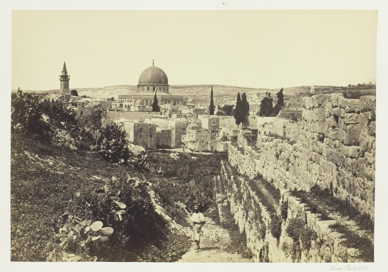 Muralha da cidade e Mesquita de Omar, Jerusalém de Francis Frith