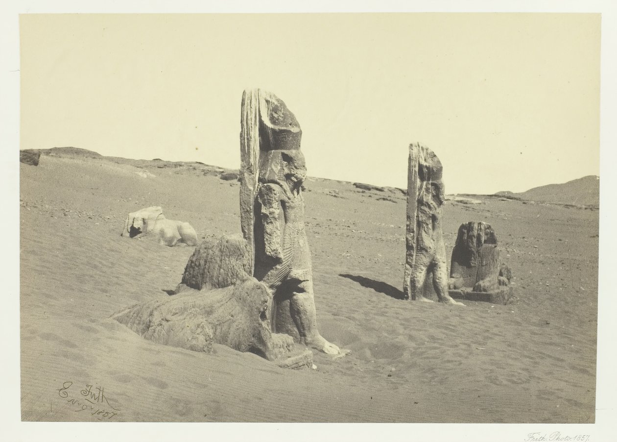 Colossi e Sphynx em Wady Saboua, Núbia, 1857. de Francis Frith