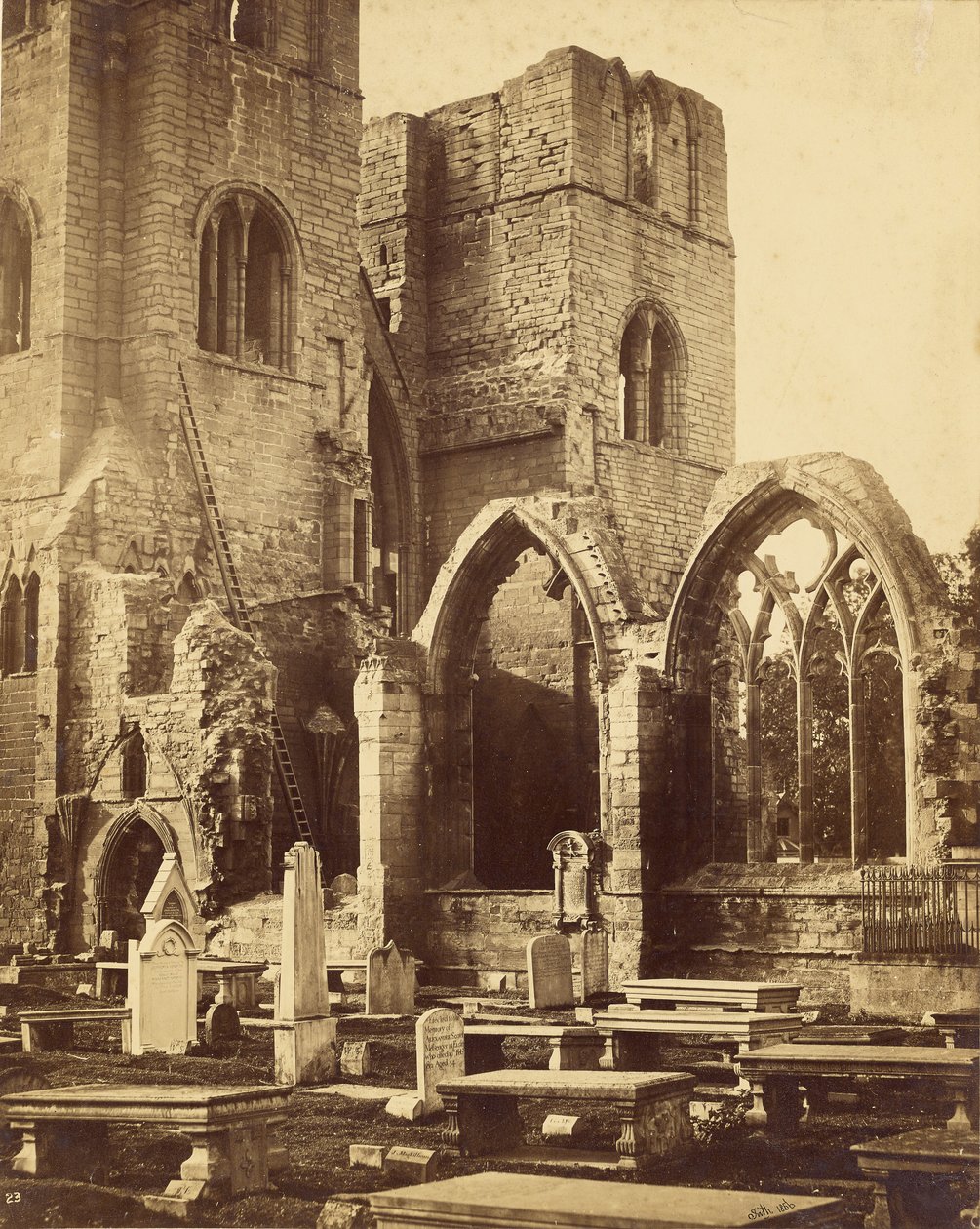Janelas e torres isoladas, catedral de Elgin de Francis Frith
