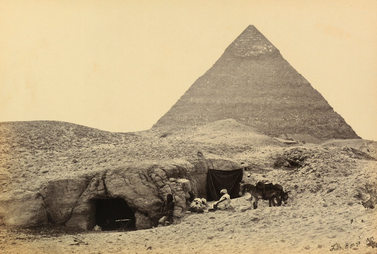 Egito e Palestina: pirâmides de Kefren e túmulos na fortaleza de Gizé, Alto Egito de Francis Frith
