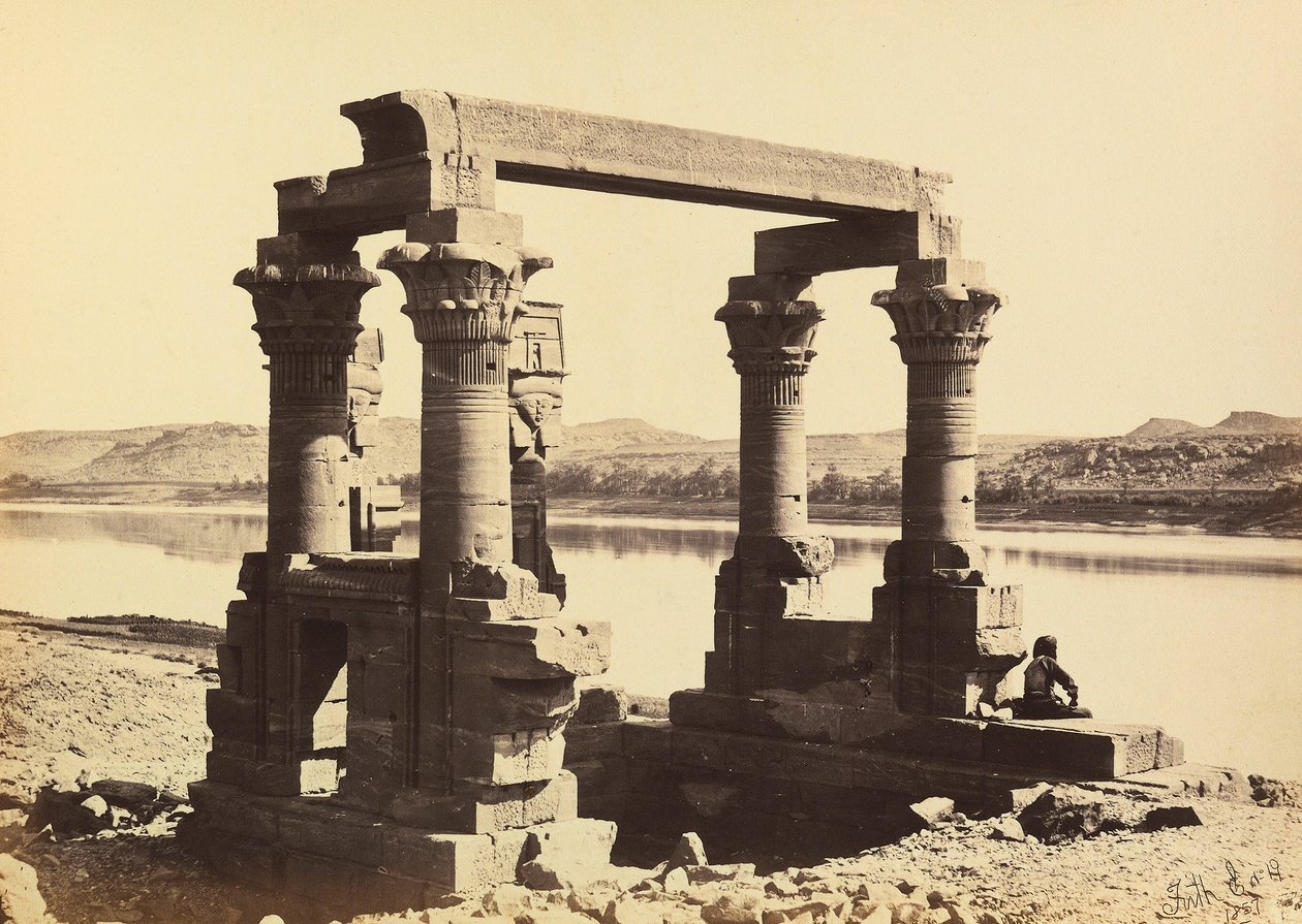 "Egito e Palestina": ruínas do templo de Wady Kardassy, Núbia de Francis Frith
