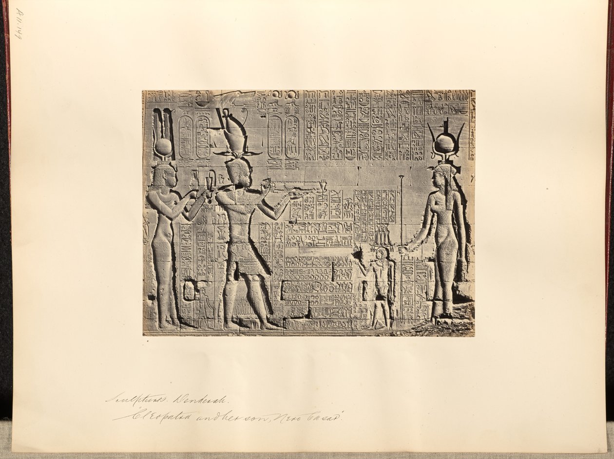Esculturas, Denderah, "Cleópatra e o seu filho, Nero Casar" de Francis Frith