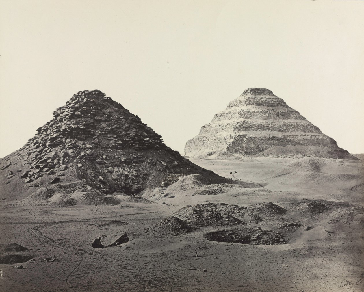 As pirâmides de Saqqara, do nordeste, 1858. de Francis Frith