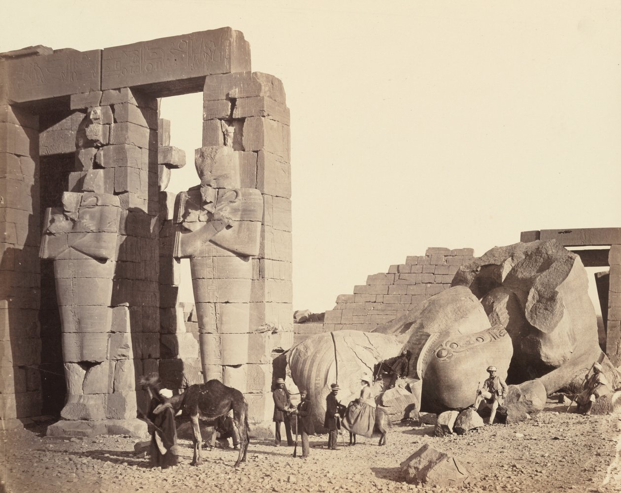 O Ramasseum de El-Kurneh, Tebas, Primeira Vista, c. 1857. de Francis Frith