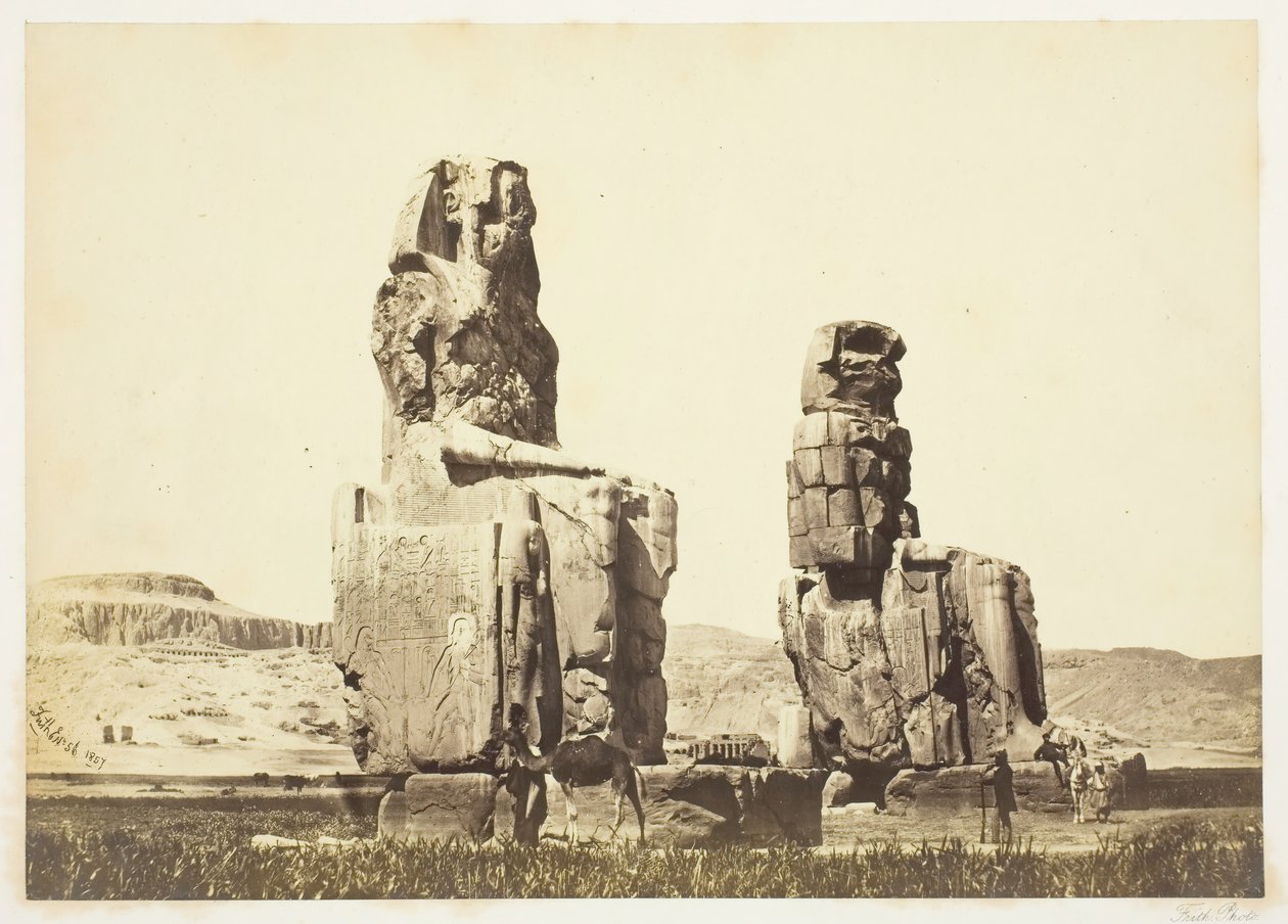 As estátuas de Memnon, 1857, impressas em 1862. de Francis Frith