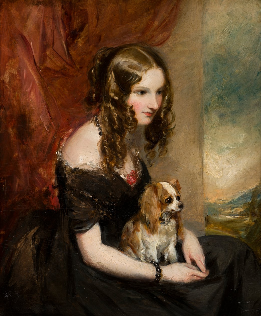 Retrato da Honra Selina Weld Forester, Viscondessa Newport e posteriormente Condessa de Bradford (1819-1894), c.1839-78 (petróleo a bordo) de Francis Grant