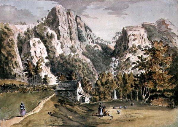 Cachoeira em Keswick, Cumberland de Francis Grose