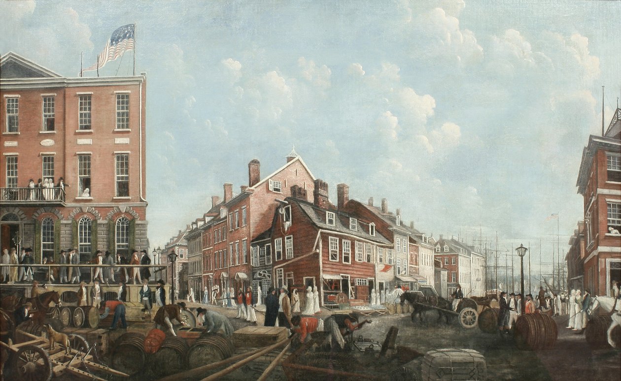 Tontine Coffee House, c.1797 (óleo sobre linho) de Francis Guy