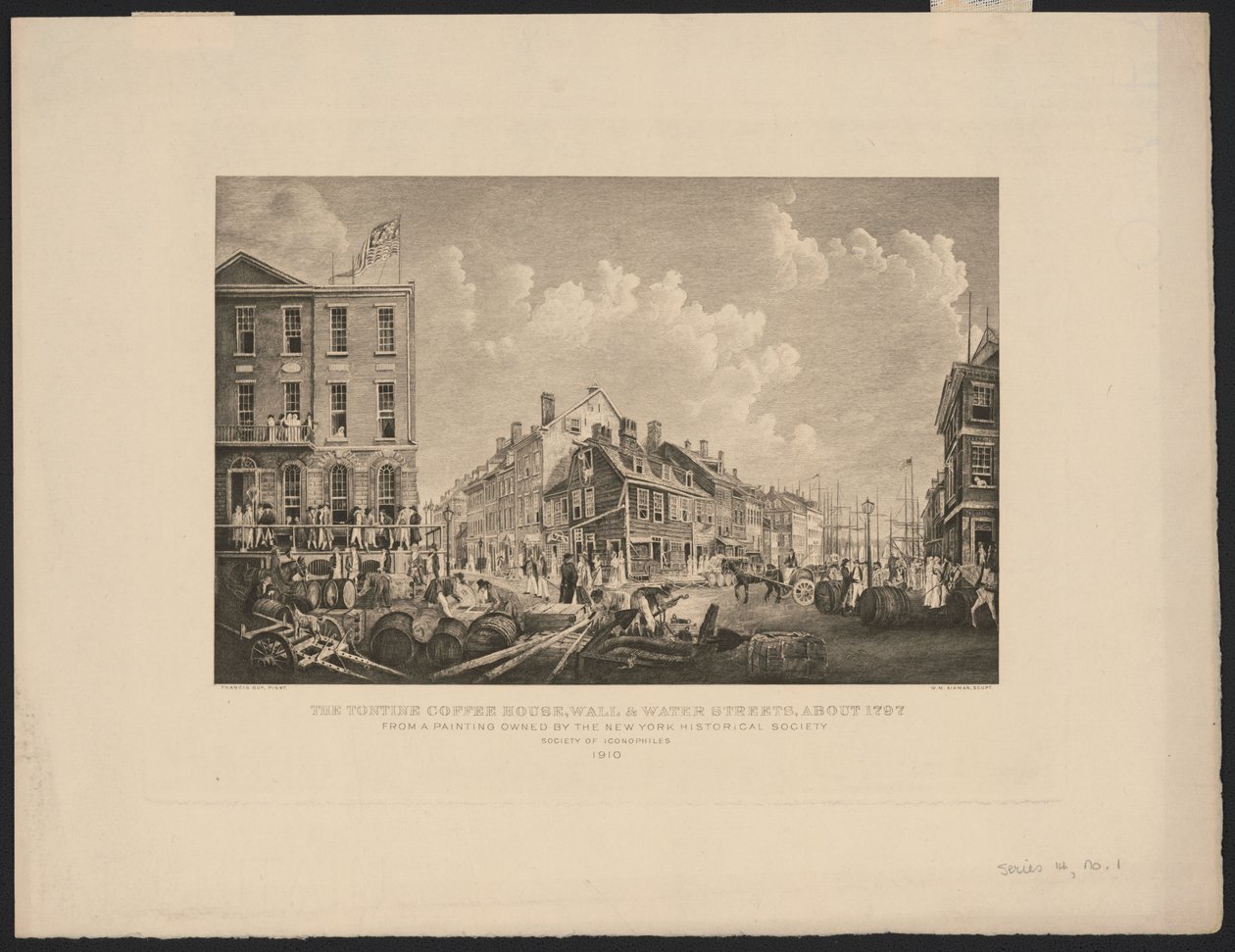 Tontine Coffee House em Wall Street, Nova Iorque de Francis Guy