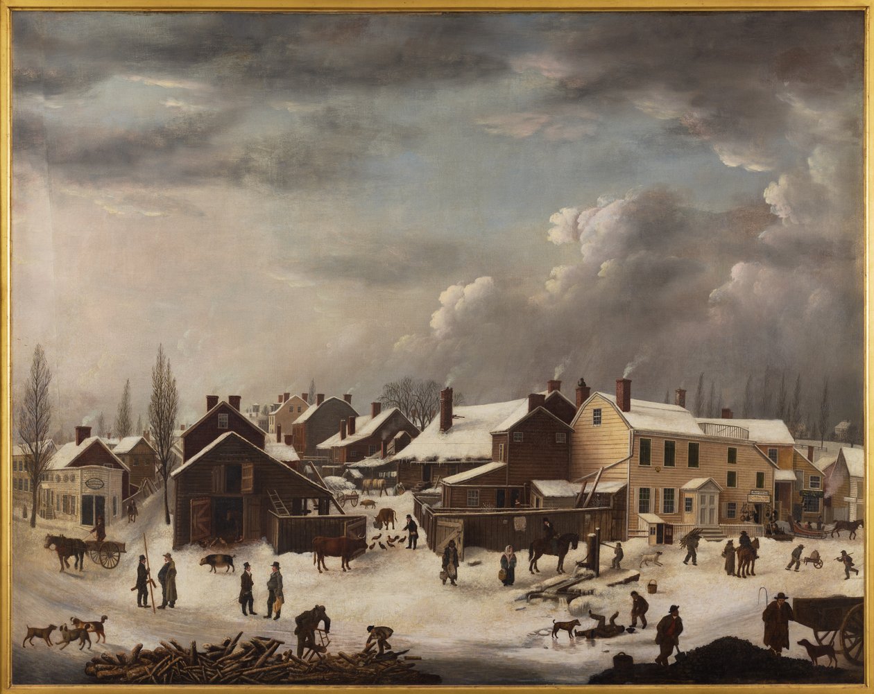Cena de inverno em Brooklyn, c.1819-1820 (óleo sobre tela) de Francis Guy