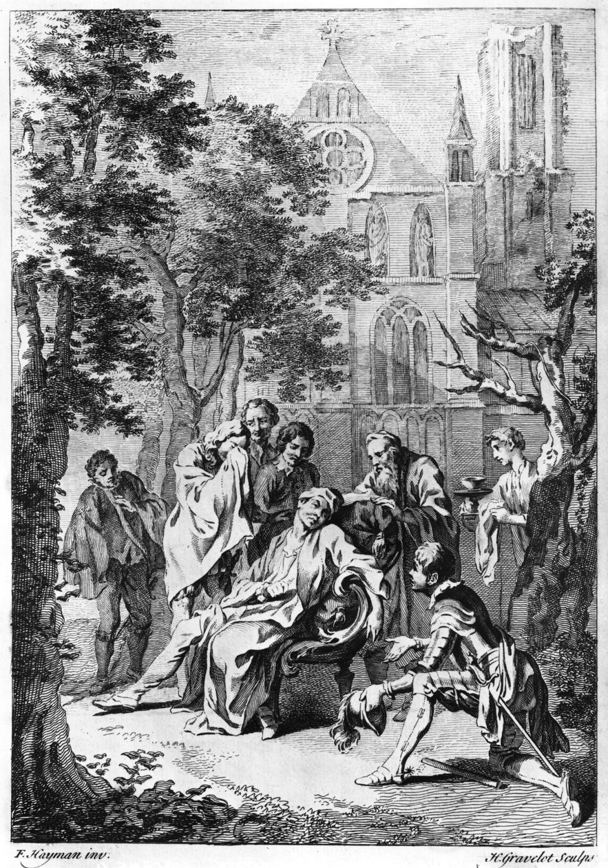 Ato V Cena vii de &39;King John&39; por William Shakespeare (1564-1616) gravado por Hubert Gravelot (1699-1773) de Francis Hayman