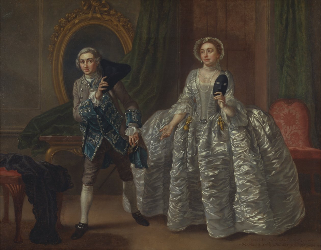 David Garrick e Mrs. Pritchard em "The Suspicious Husband" de Benjamin Hoadley de Francis Hayman