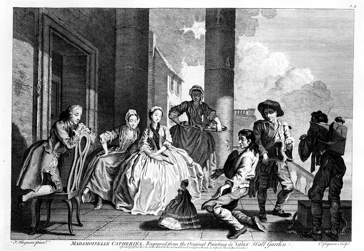 Madamoiselle Catherina, gravada por Charles Grignion (1743) de Francis Hayman
