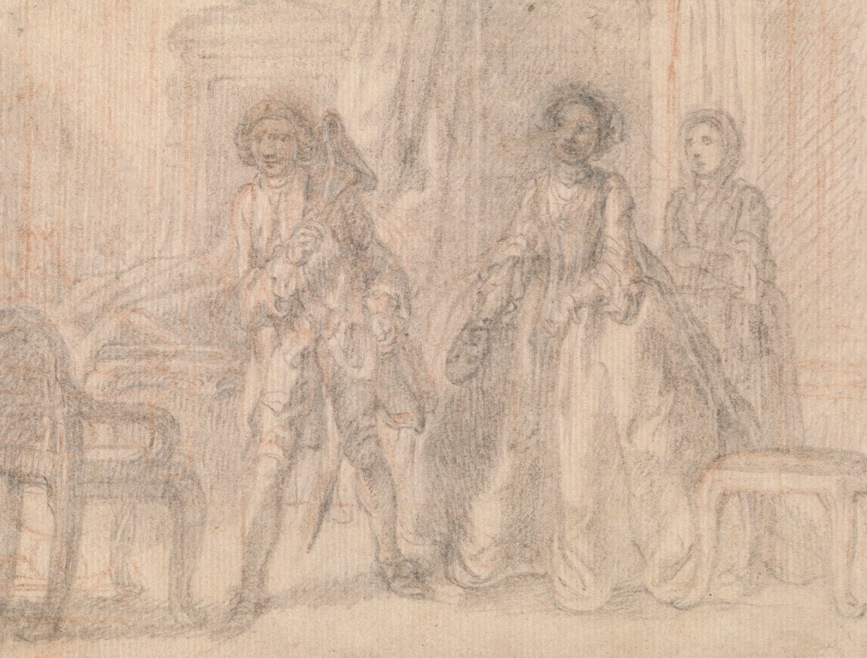 Cena de uma peça de teatro, possivelmente "The Suspicious Husband" de Benjamin Hoadley de Francis Hayman
