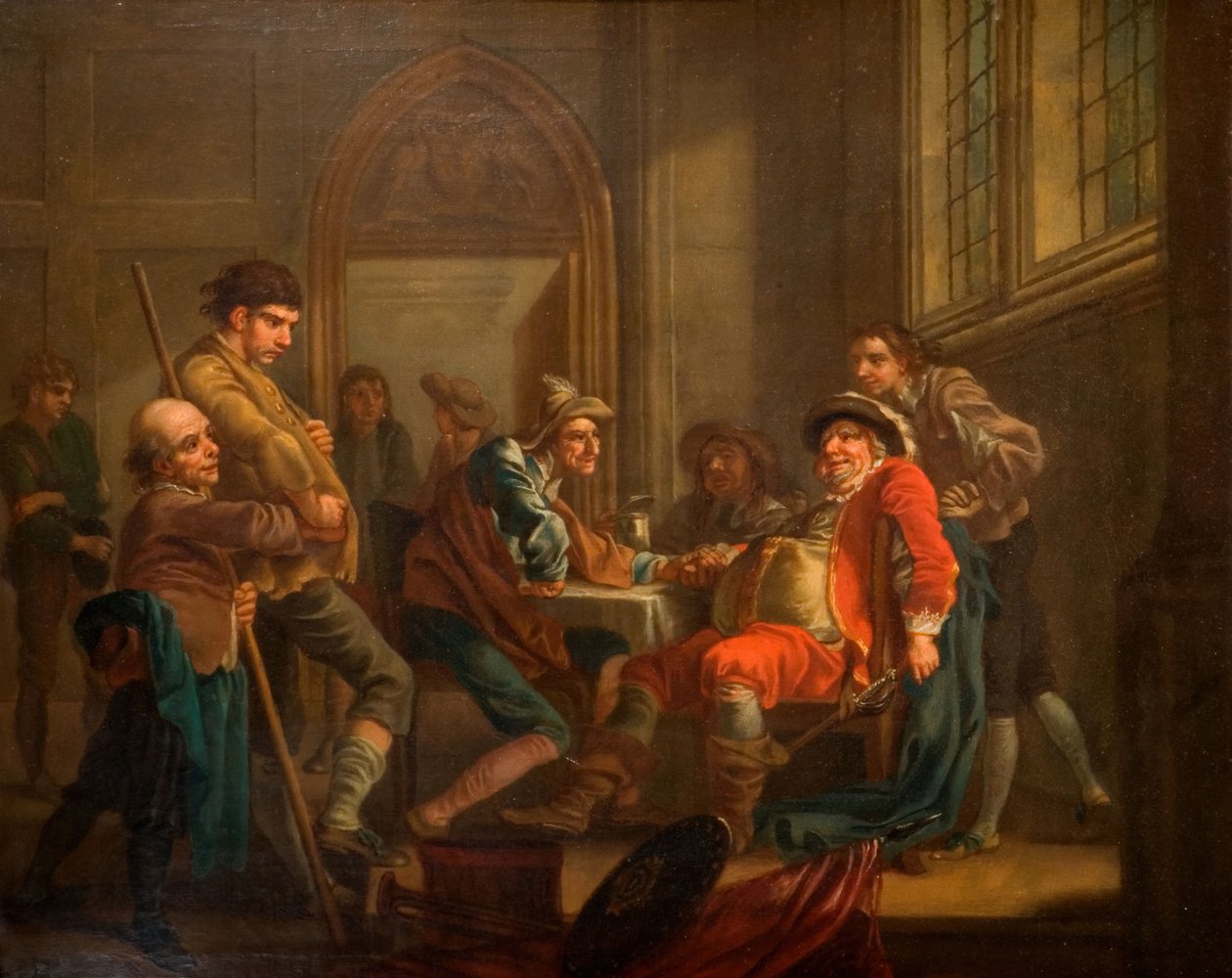 Sir John Falstaff Levantando Recrutas, 1765. de Francis Hayman
