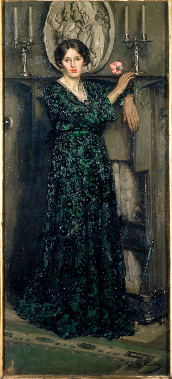 A Dama do Cravo, c.1919 (óleo sobre tela) de Francis Henry Newbery