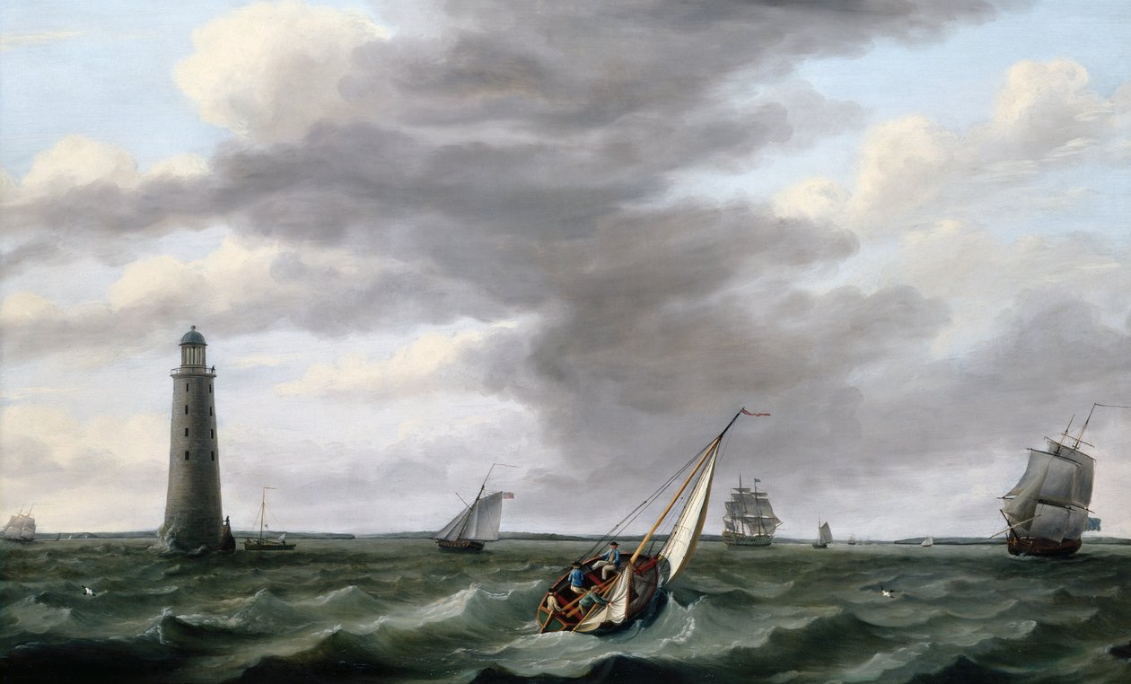 Envio do Eddystone Lighthouse (óleo sobre tela) de Francis Holman