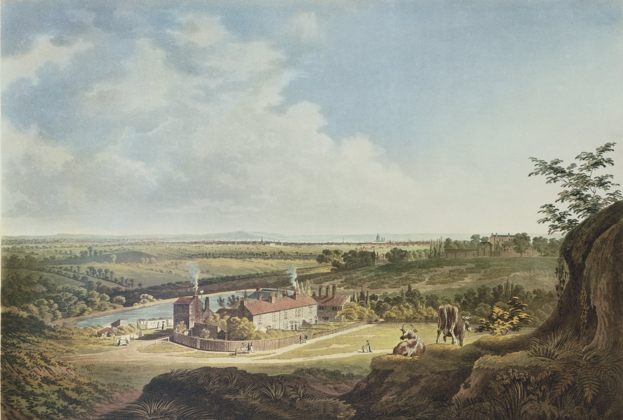 Uma visão de Hampstead Heath olhando para Londres, 1804 de Francis James Sarjent