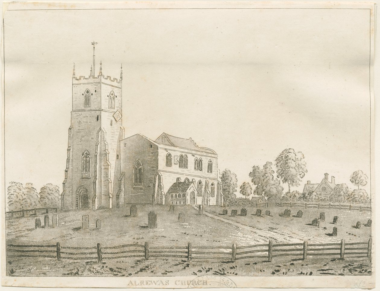 Igreja de Alrewas: gravura em água-tinta, sd [ 1848] de Francis Jukes