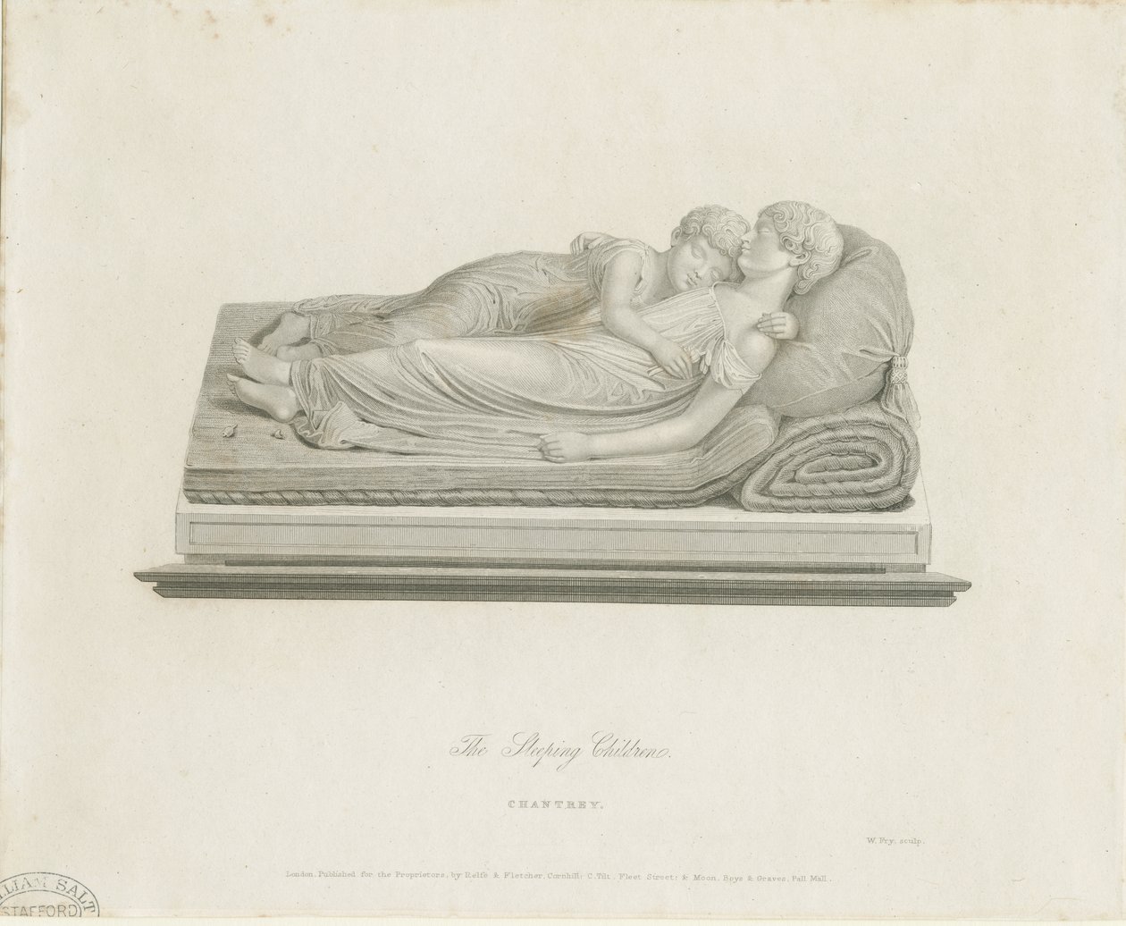 Catedral de Lichfield - "As Crianças Adormecidas": gravura, séc. XIX de Francis Legatt Chantrey