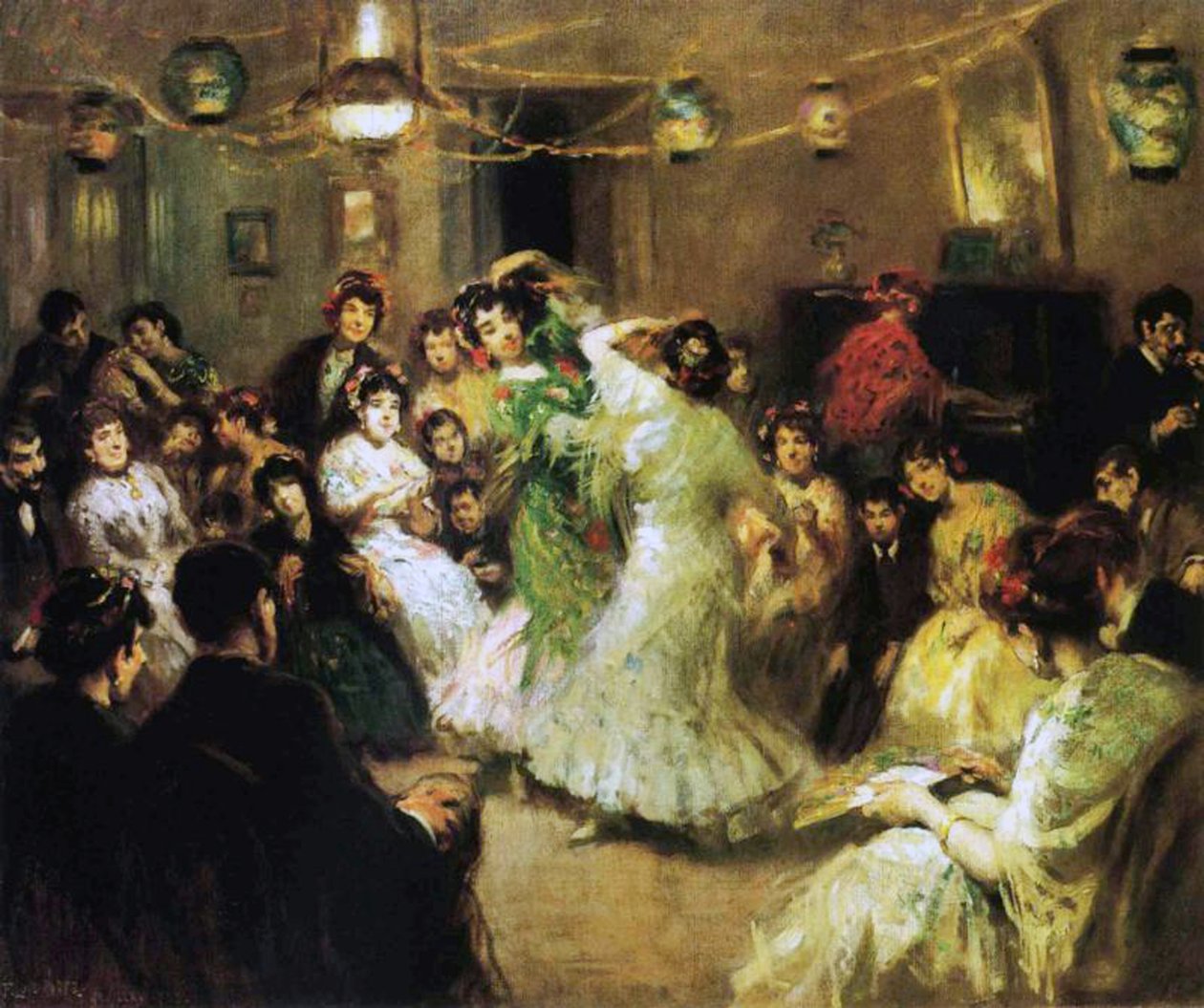 Uma festa de flamenco em casa, 1908 de Francis Luis Mora