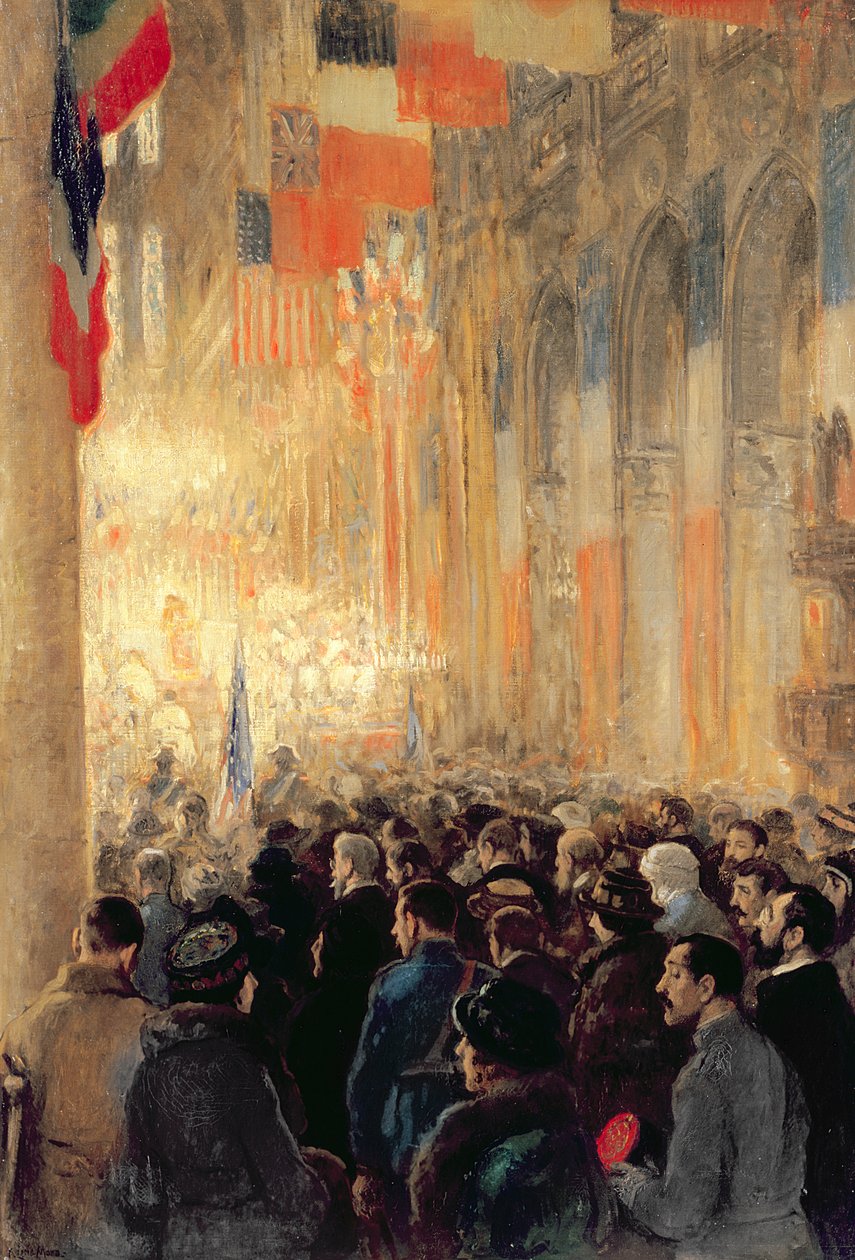 Serviço em Notre Dame, agradecendo pela vitória após a Grande Guerra Internacional de Francis Luis Mora
