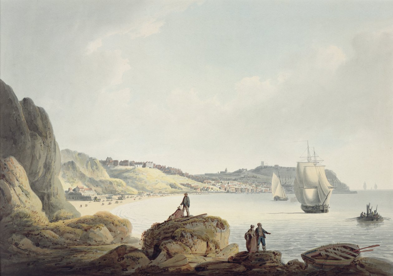Scarborough, c.1820 (lápis e aguarela sobre papel) de Francis Nicholson