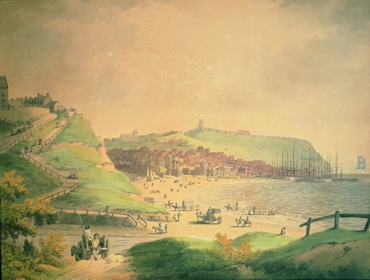 A baía sul Scarborough, 1790 de Francis Nicholson