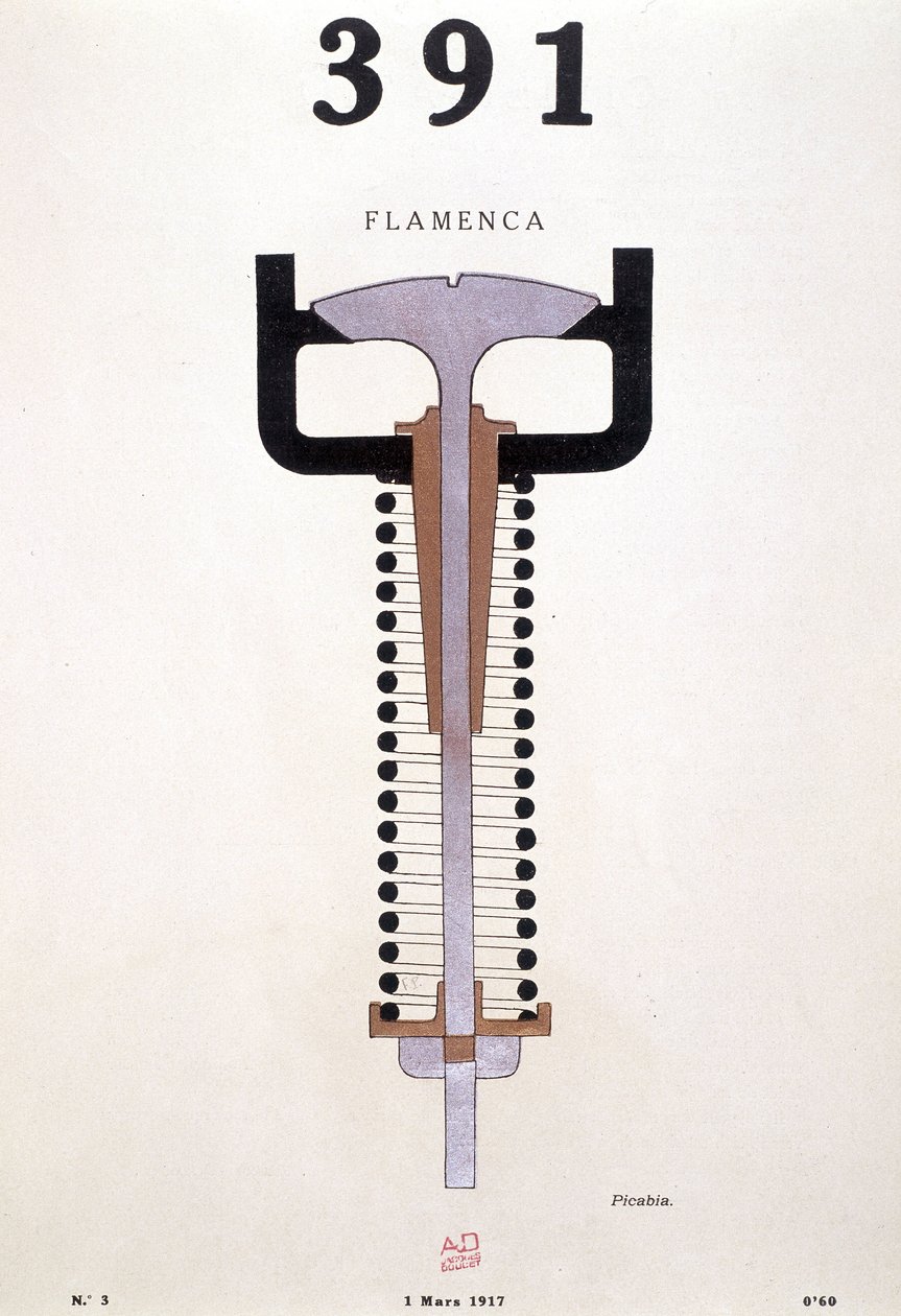 Capa de "391" de Picabia (1879-1953), n° 3 de 01/03/1917 (litografia) de Francis Picabia