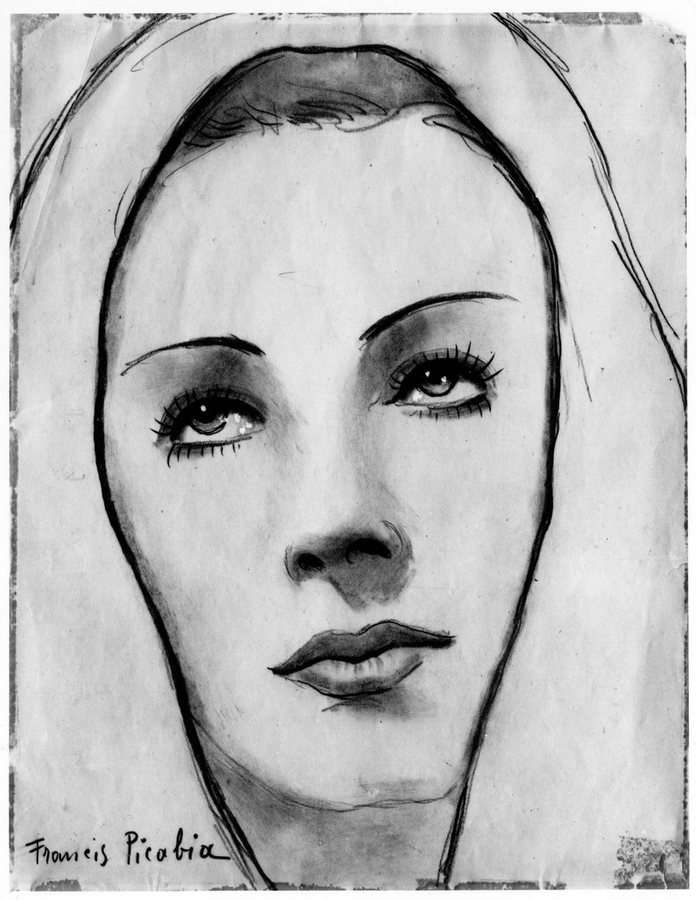 Rosto de mulher com véu, de Francis Picabia (1879-1953); lápis grafite e aguarela sobre papel. de Francis Picabia