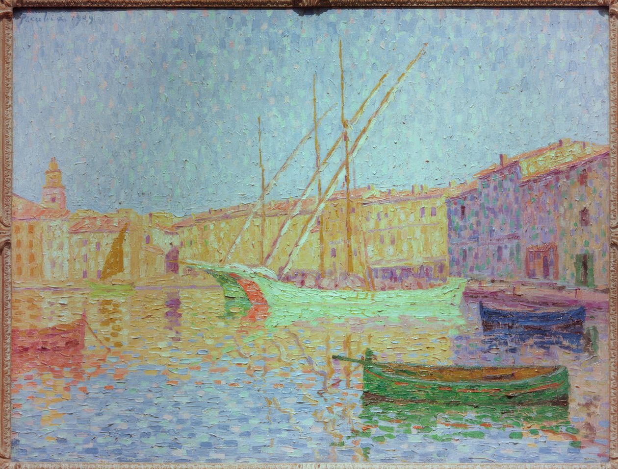 O porto de Saint-Tropez, o efeito do sol de Francis Picabia