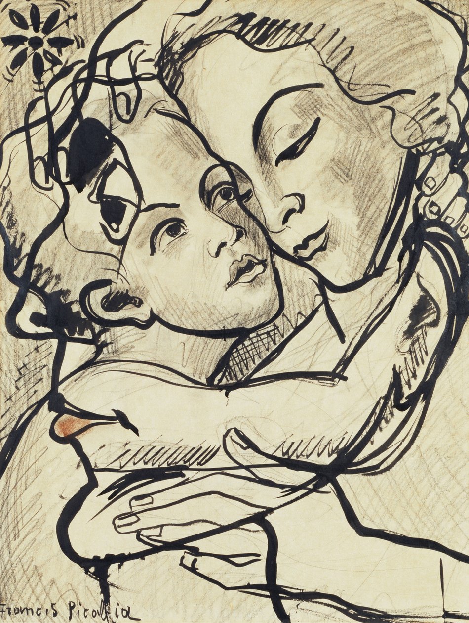 Transparência (Maternidade), c.1931-32 (carvão, pincel e tinta da china sobre papel) de Francis Picabia