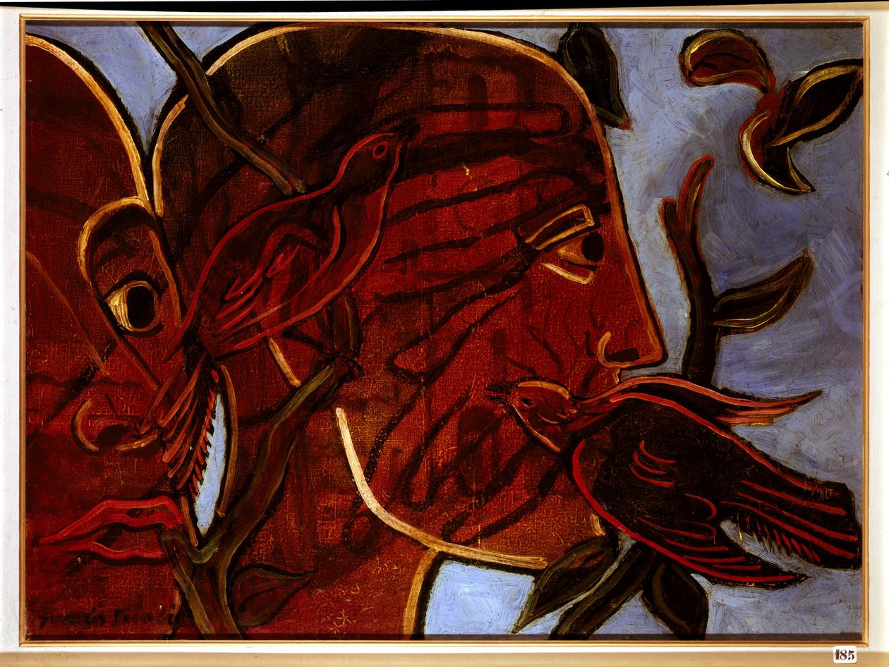 Transparência. Rosto de homem com pássaros, século XX (pintura) de Francis Picabia