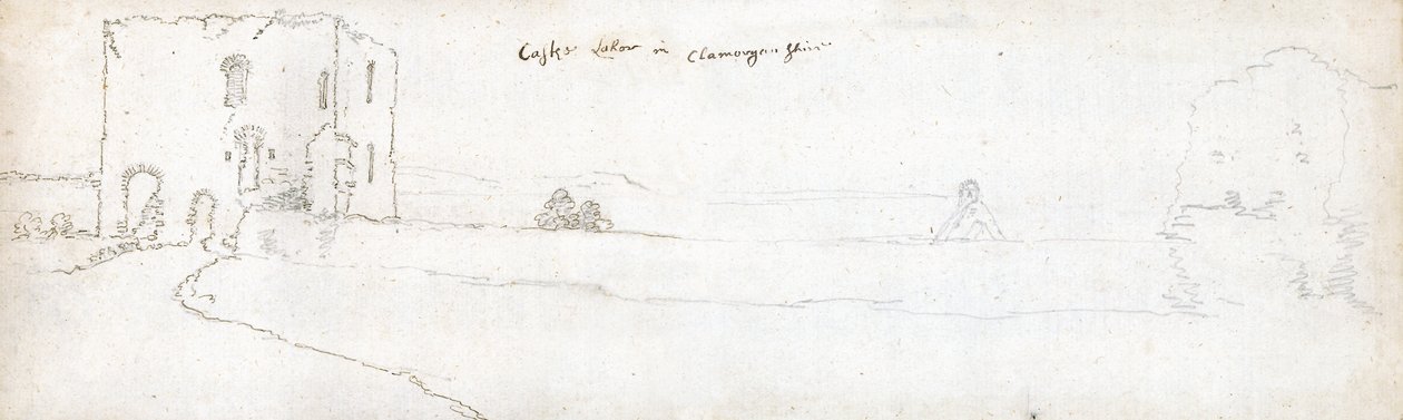 Cardiff em 1678 (aguarela e tinta castanha sobre papel) de Francis Place