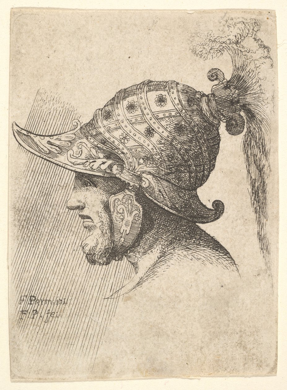 Cabeça com capacete, 1662-78. de Francis Place