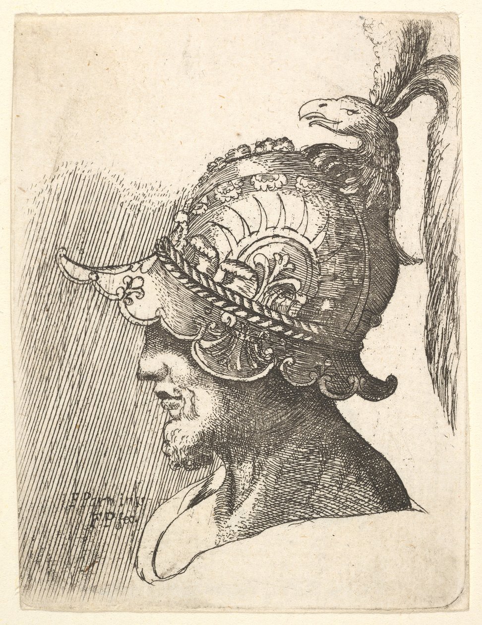 Cabeça com capacete, 1662-78. de Francis Place
