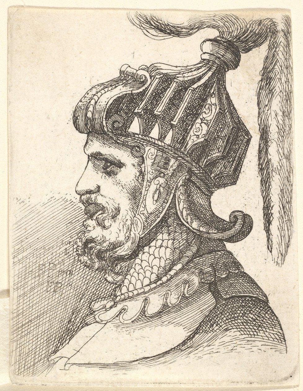 Cabeça com capacete, 1662-78. de Francis Place