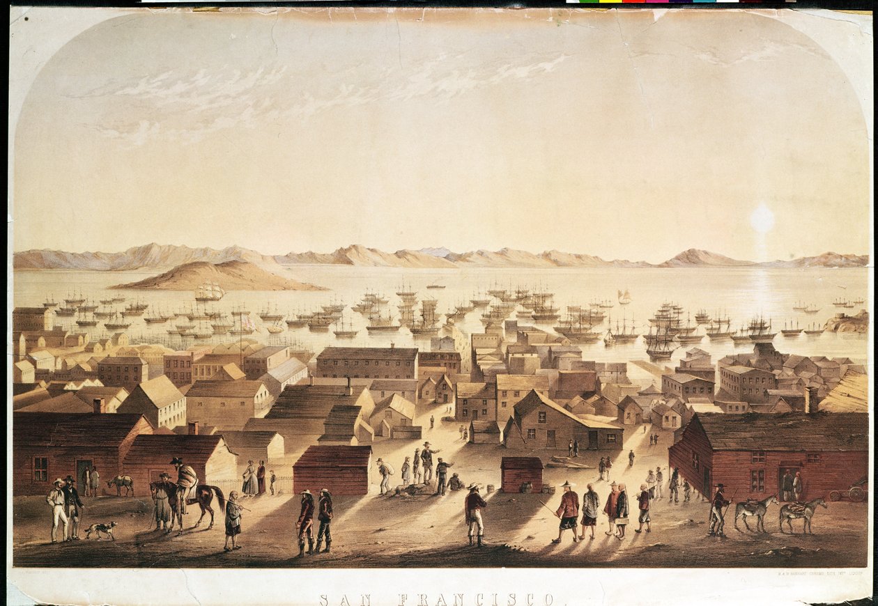 Uma visão geral de São Francisco, publicada por M und N Hanhart, c.1850-52 de Francis Samuel Marryat