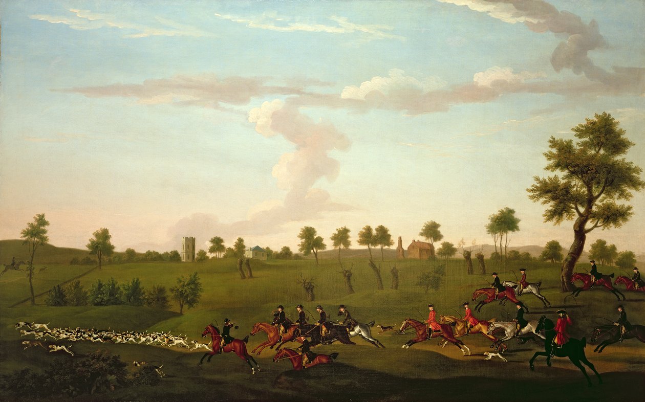Cena de caça: Full Cry, c.1755-60 (óleo sobre tela) de Francis Sartorius