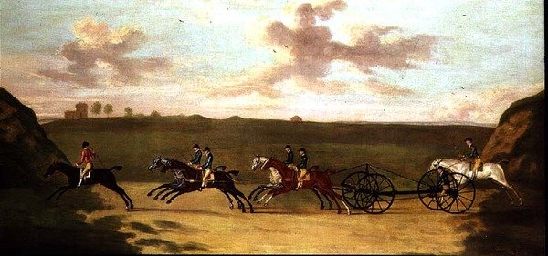 The Carriage Match at Newmarket, Against Time, 29 de Agosto de 1750 (óleo sobre tela) de Francis Sartorius