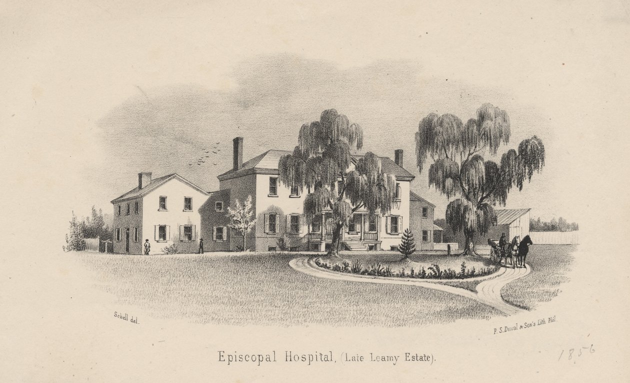 Hospital Episcopal, litho por PS Duval and Son, 1856 de Francis Schell