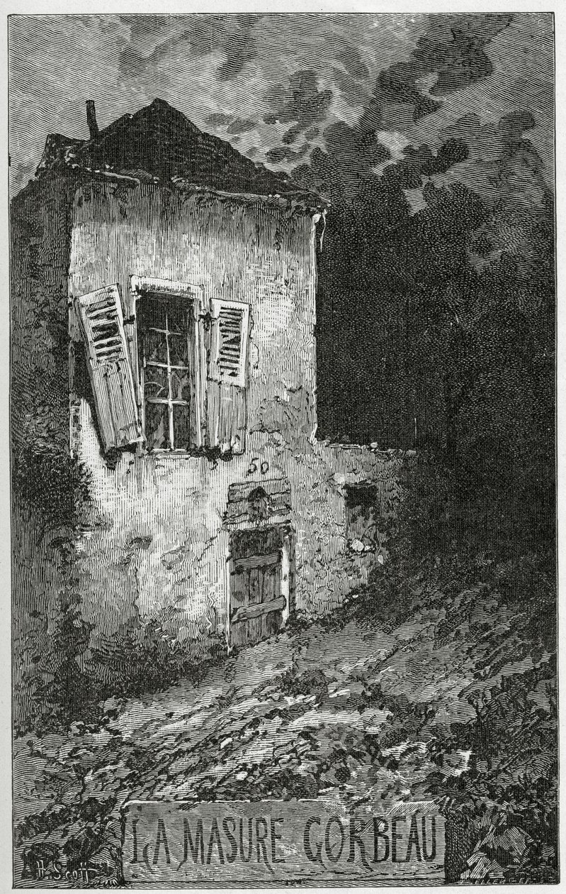 La Masure Gorbeau, do século XIX (gravura bw) de Francis & Scott, Henry Fowke