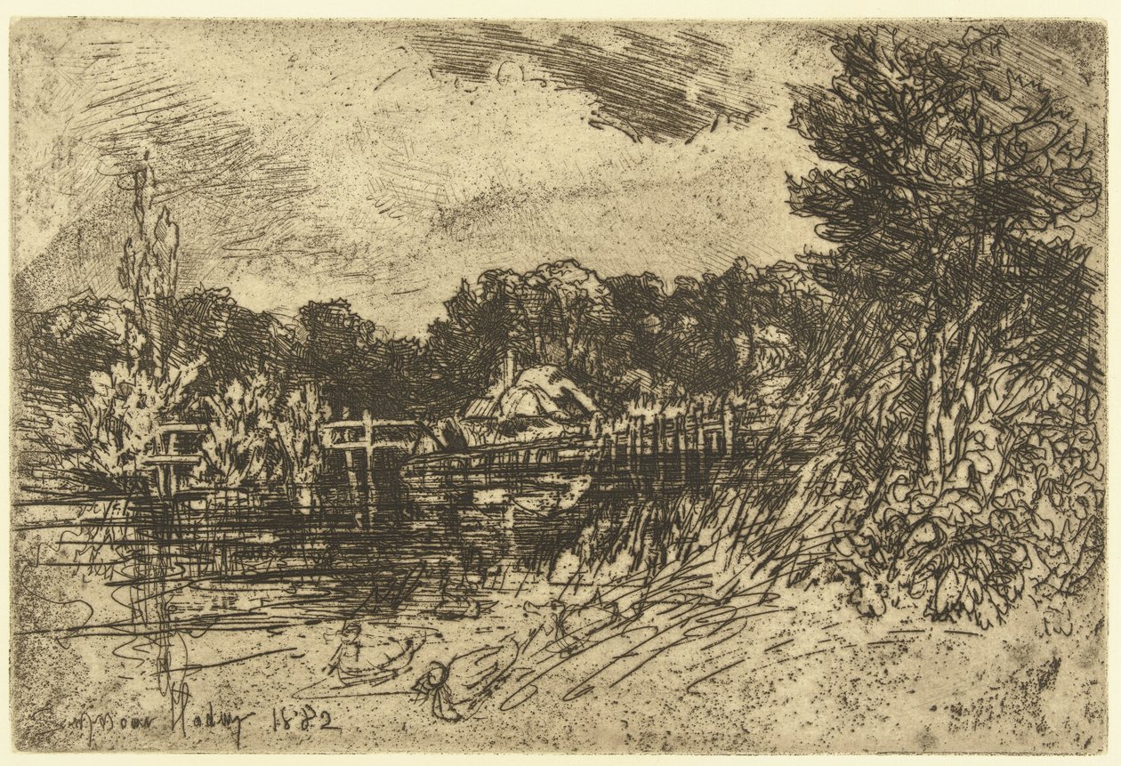 O teste do rio em Longparish O teste em Longparish de Francis Seymour Haden (Sir) (signed by artist)