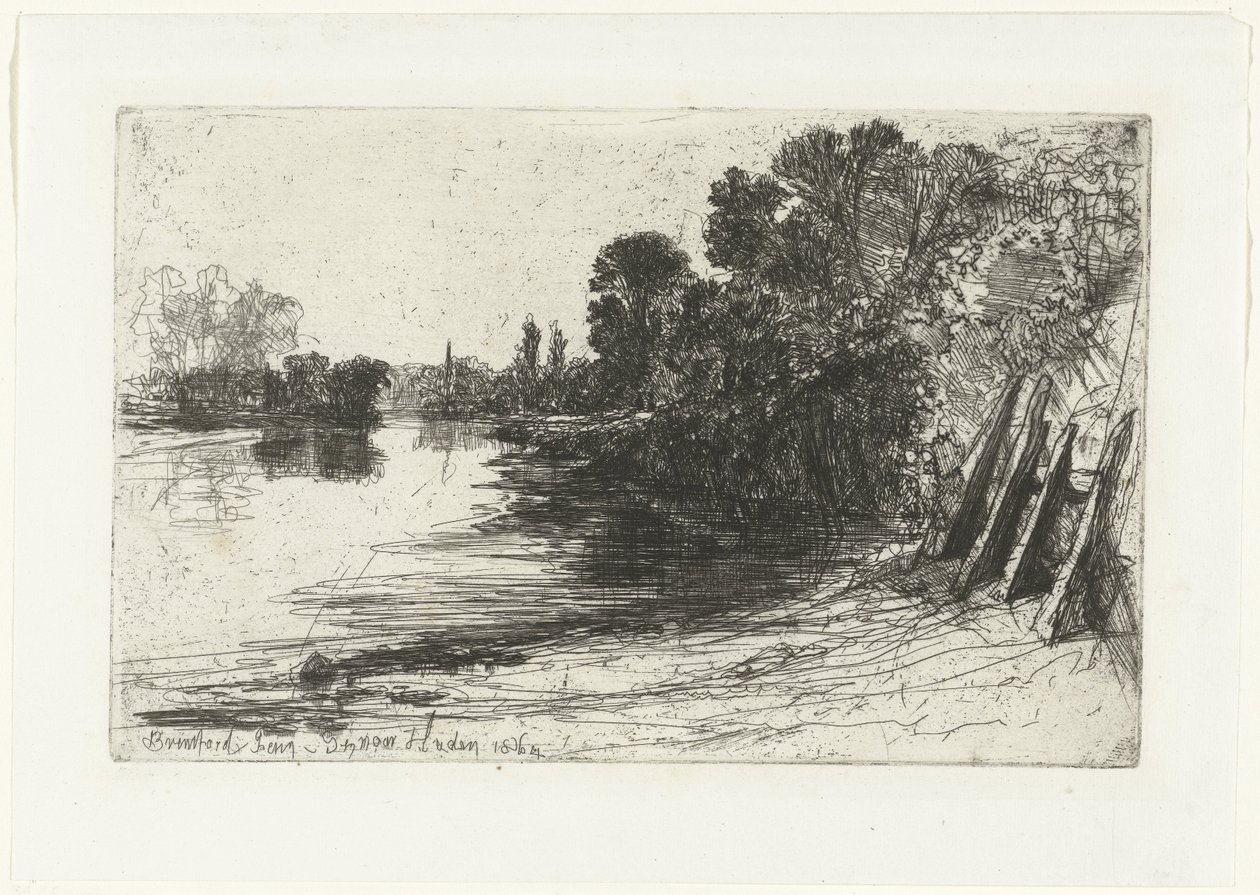 Banco do Tamisa perto de Brentford
Brentford Ferry (título sobre o objecto) de Francis Seymour Haden (Sir) (signed by artist)