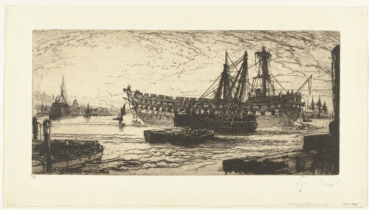 Desmontando o navio Agamenon Rompimento do Ageemnon de Francis Seymour Haden (Sir) (signed by artist)