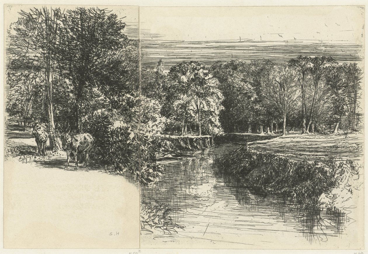 Dois burros e o rio Dundrum Os dois burros Rio Dundrum de Francis Seymour Haden (Sir) (signed by artist)