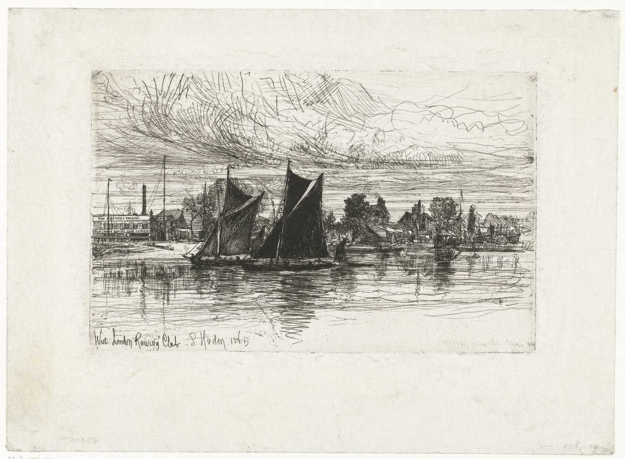 West London Rowing Club (título no objeto) de Francis Seymour Haden (Sir) (signed by artist)