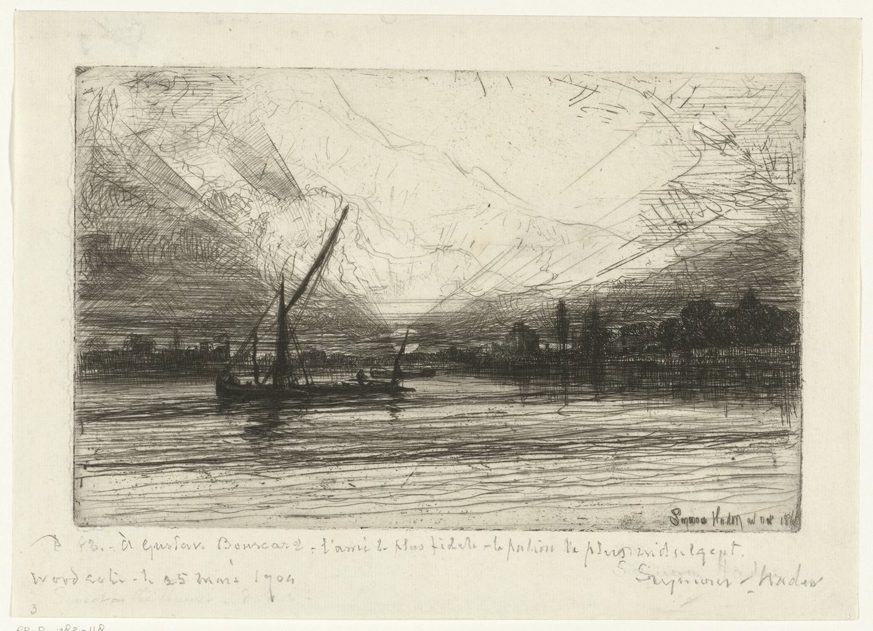 Pôr do sol no Tamisa Pôr do sol no Tamisa de Francis Seymour Haden (Sir) (signed by artist)