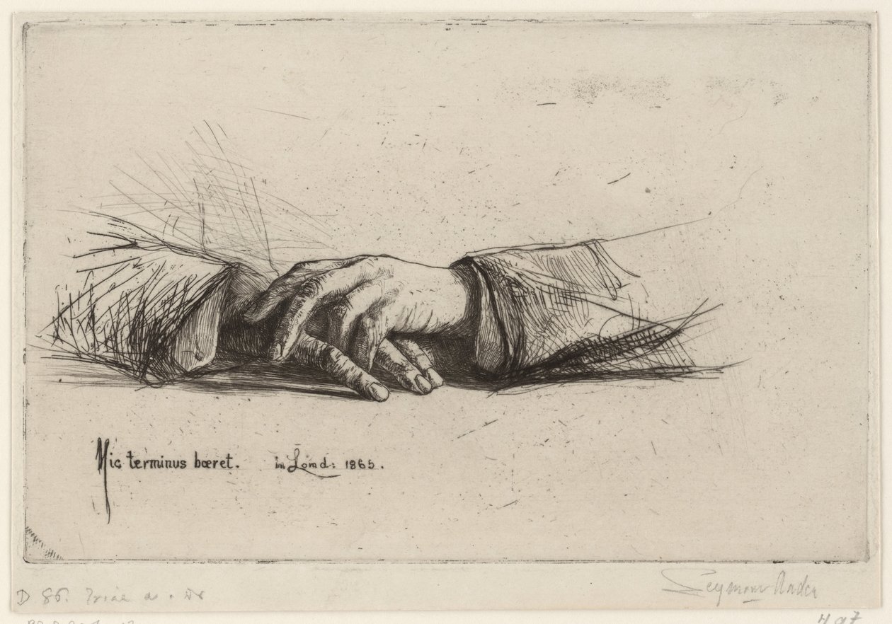 Rustende Handen mãos cruzadas estudos de gravura (título da série) de Francis Seymour Haden (Sir)